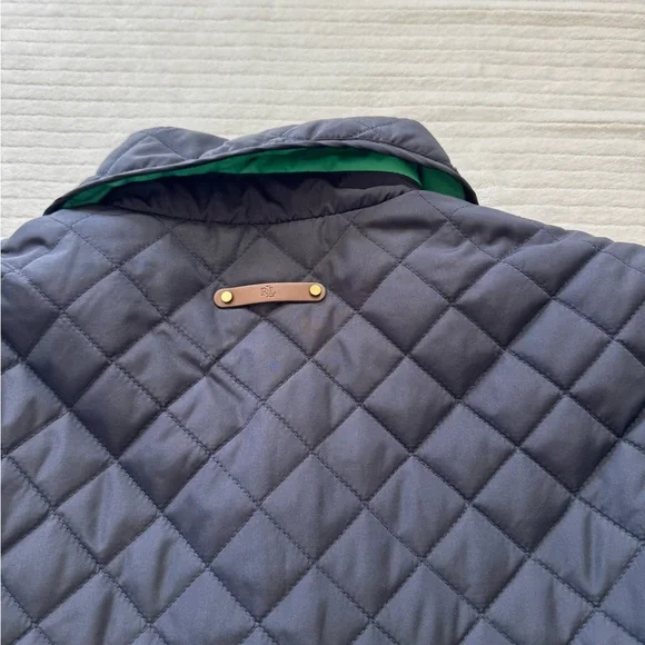 Ralph Lauren Quilted Navy Blazer Jacket with Green Lining - Picture 13 of 14